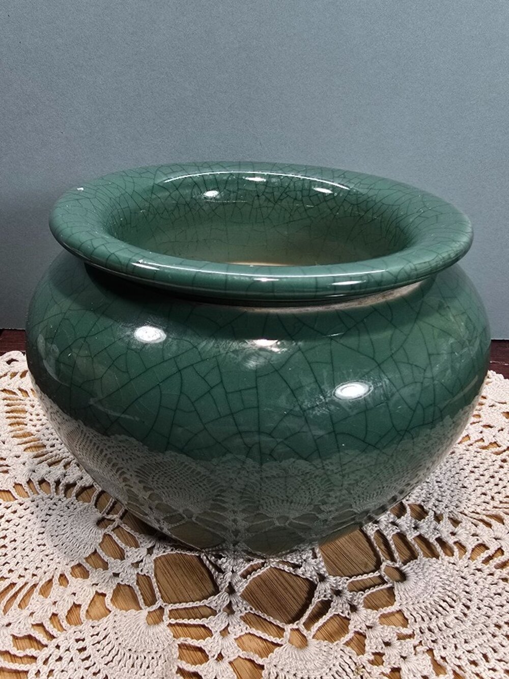 African Violet Pot Self-Watering Planter for Flowers Plants Green Crackle Glaze